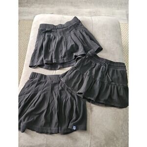 Lot of 3 Justice Girls Black Skorts Size Medium (10) Pleated & Tiered Ruffle
